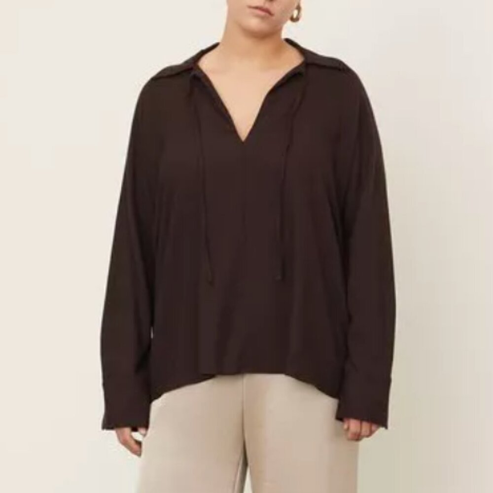 Vince Tie Neck Collar Blouse Plum Wine